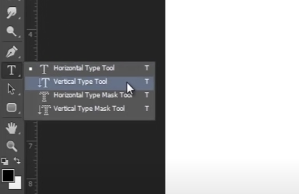 The "Vertical Type Tool" function selected in the Ps.