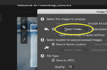 The 'Select Folder...' button of the Image Processor dialog box