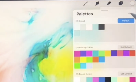 The '+' button chosen from the Palettes tab
