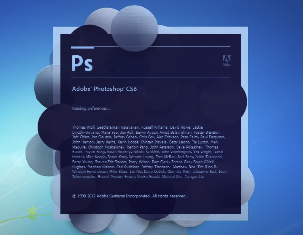 Adobe Photoshop launching on a device.