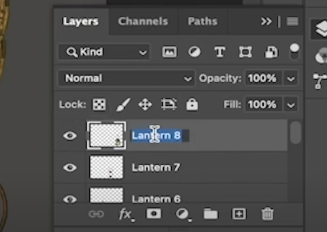 Assigning a layer name in Photoshop.