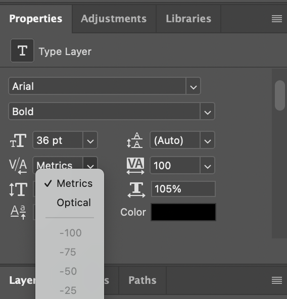 Increasing/reducing the values in Adobe Photoshop.