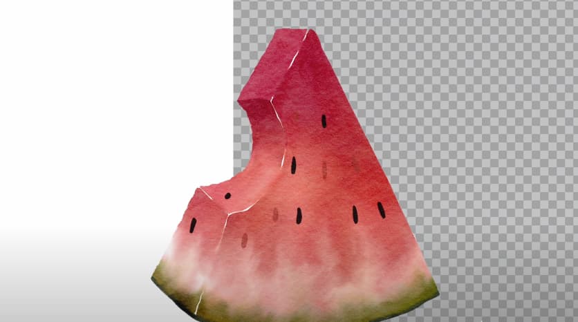 A juicy watermelon slice on a clear background